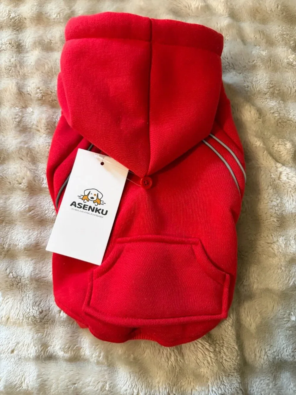Red Dog Hoodie Fleece Lined Winter Coat Waterproof Reflective Pet Jacket Warmth
